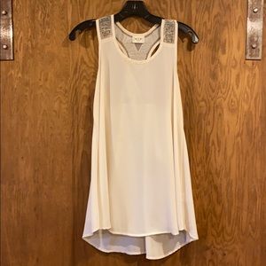 Long cream (off white)  tank with beaded detail